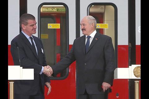 Stadler CEO and owner Peter Spuhler and Belarusian President Alexander Lukashenko opened the factory.